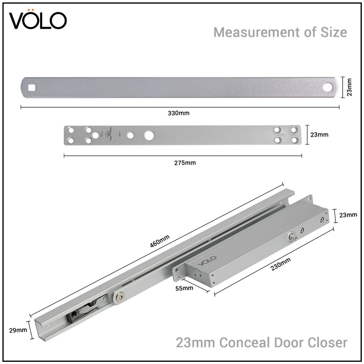Volo Automatic Hydraulic Concealed Door Closer – 23MM - Image 2