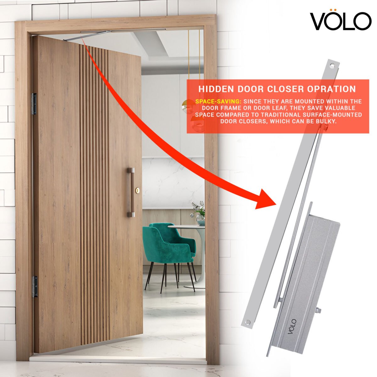 Volo Automatic Hydraulic Concealed Door Closer – 23MM - Image 4